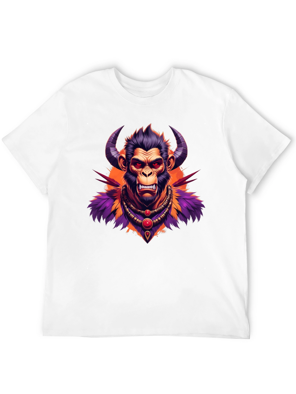 Horned Monkey Graphic Tee - Unique Ape Design