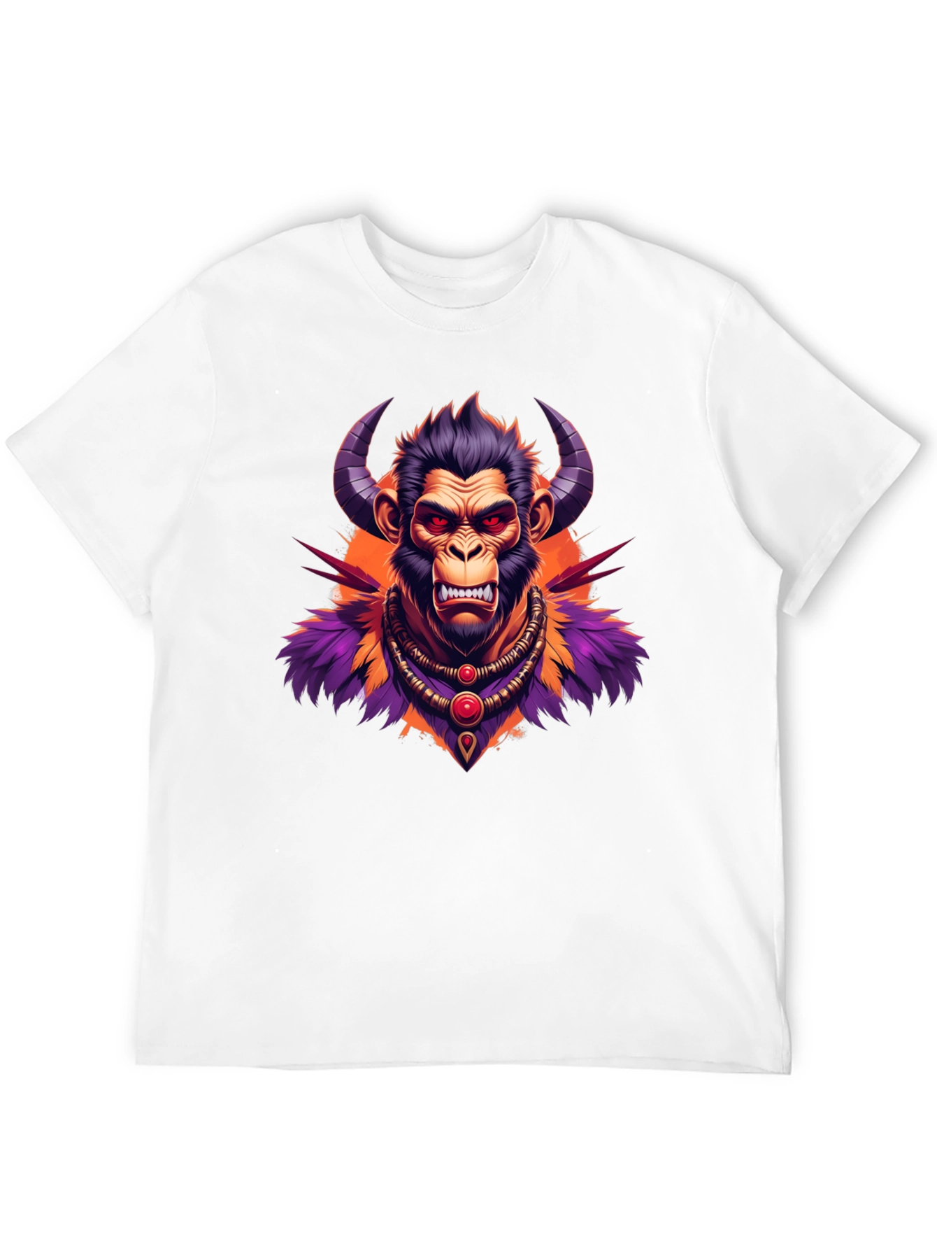 Horned Monkey Graphic Tee - Unique Ape Design