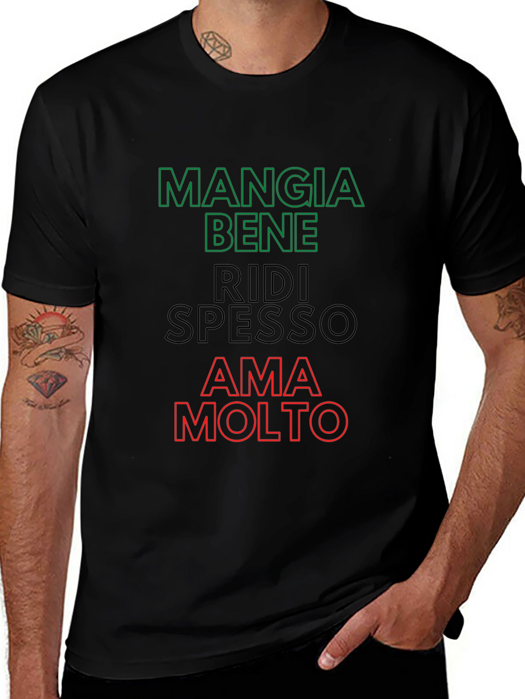 Eat Well Laugh Often Love Much - Italian T-Shirt