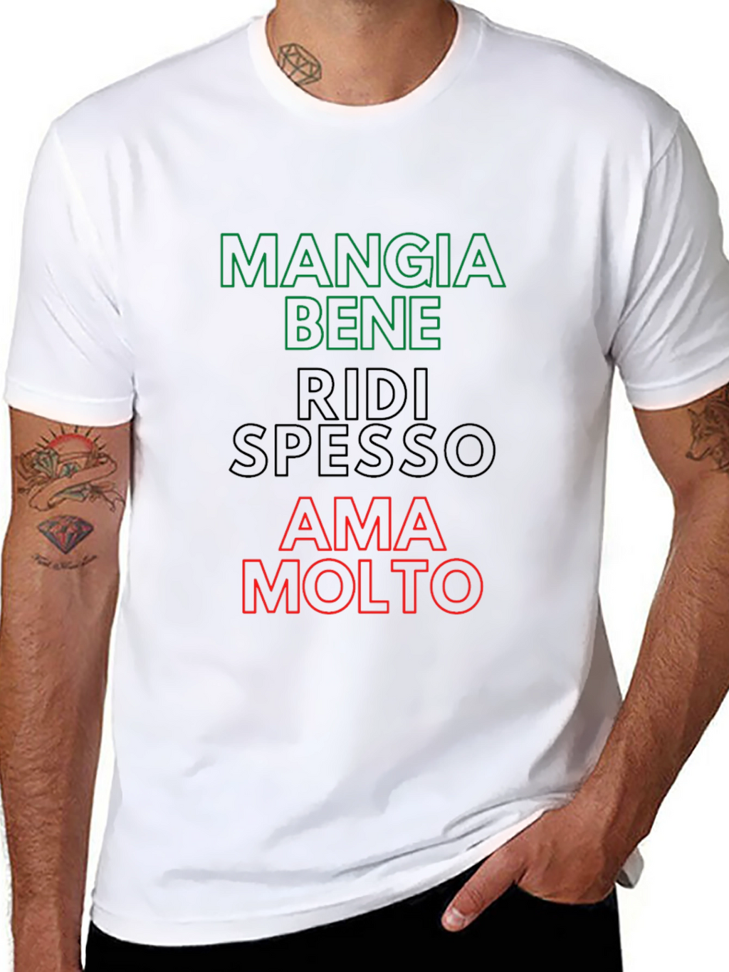 Eat Well Laugh Often Love Much - Italian T-Shirt