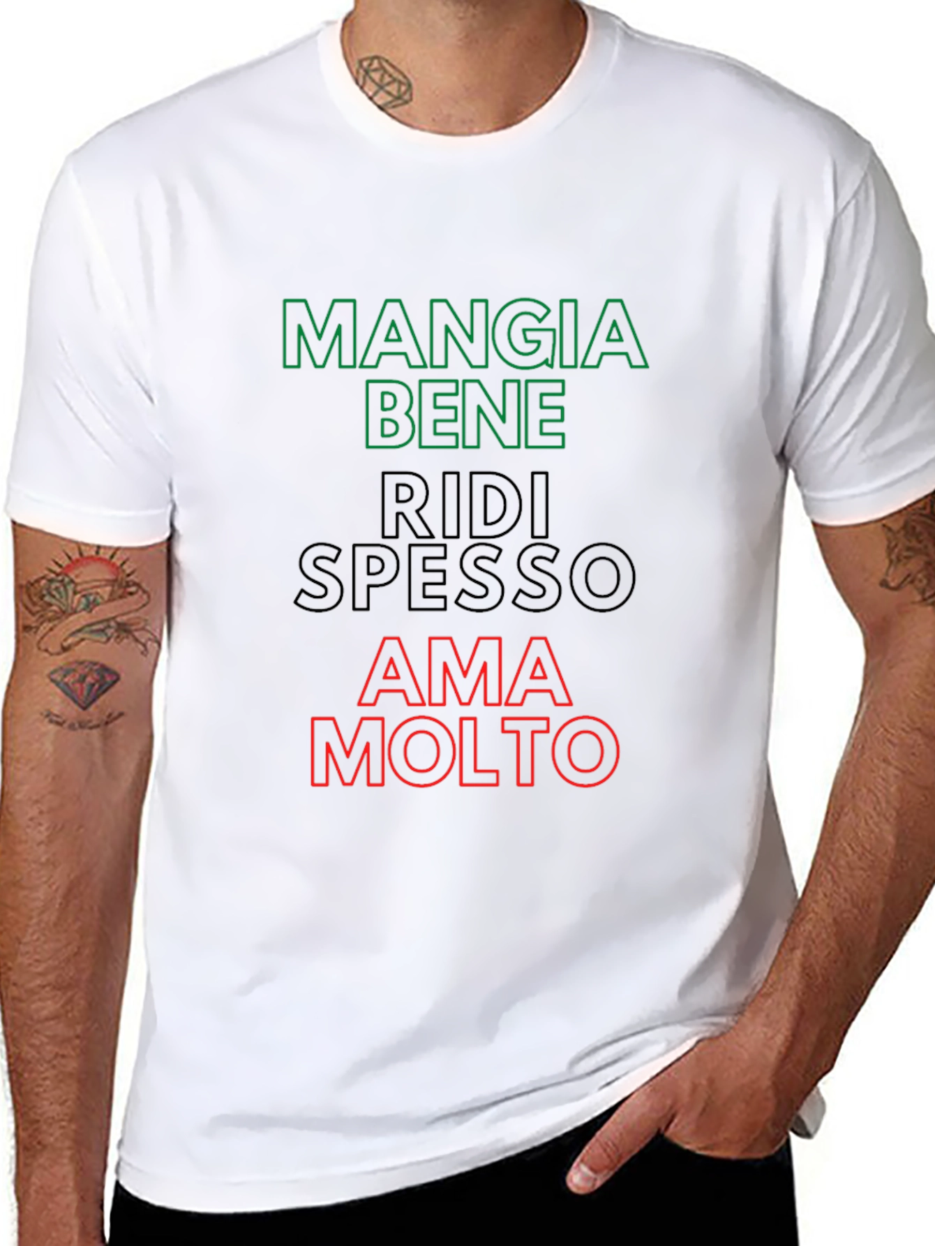 Eat Well Laugh Often Love Much - Italian T-Shirt