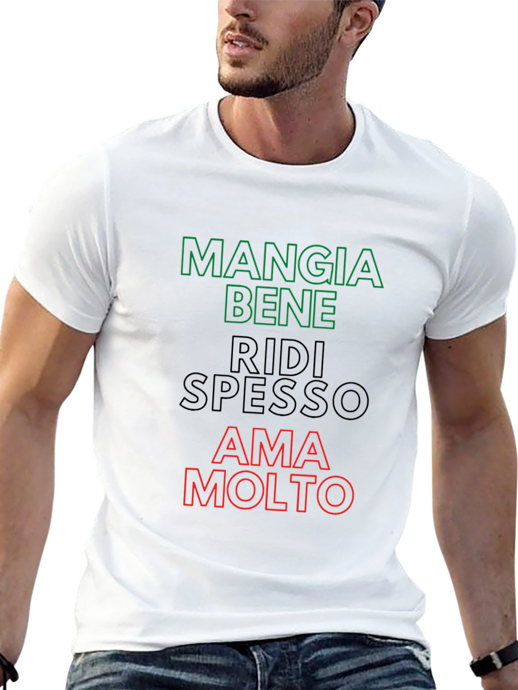 Eat Well Laugh Often Love Much - Italian T-Shirt