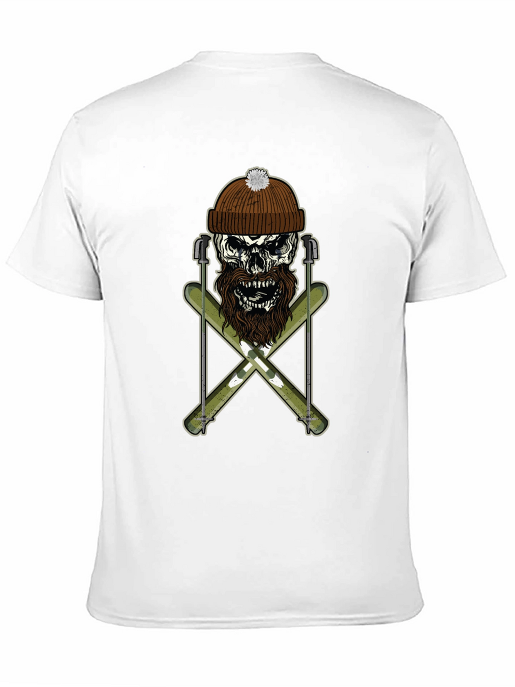Skull & Skis Graphic Tee - Black Cotton Shirt
