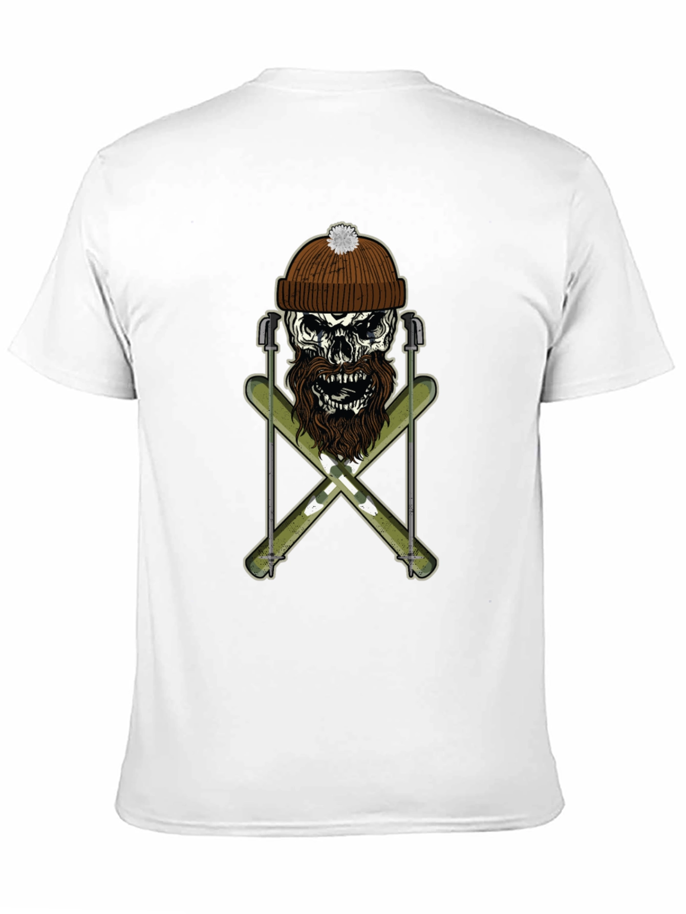 Skull & Skis Graphic Tee - Black Cotton Shirt