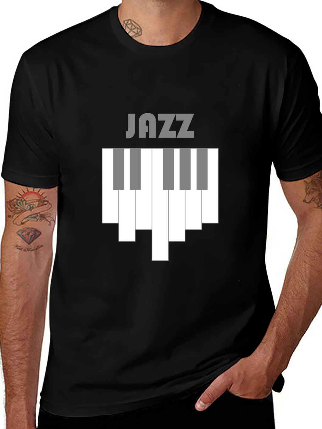 Jazz Piano Keys Graphic Tee - Black