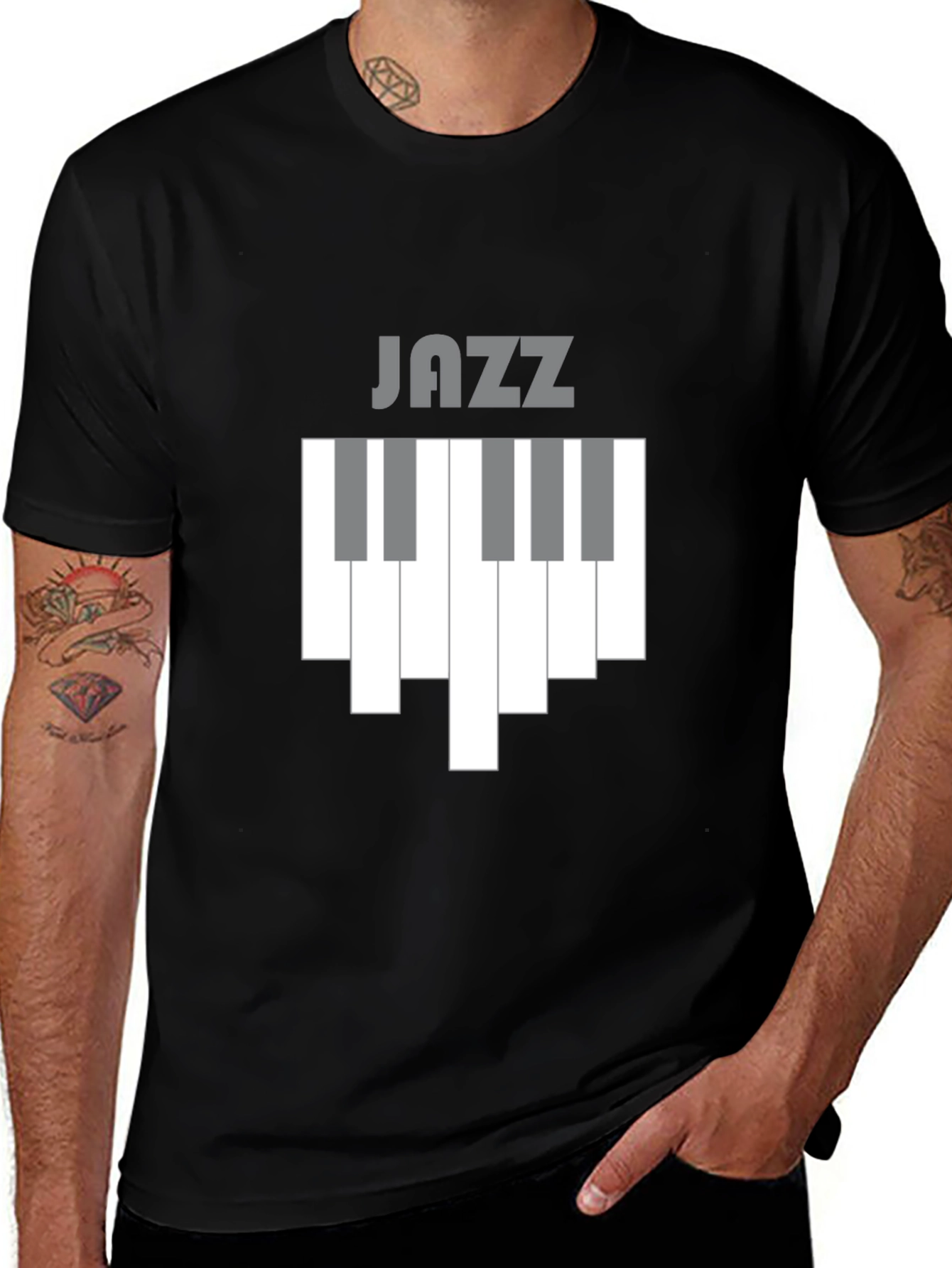 Jazz Piano Keys Graphic Tee - Black