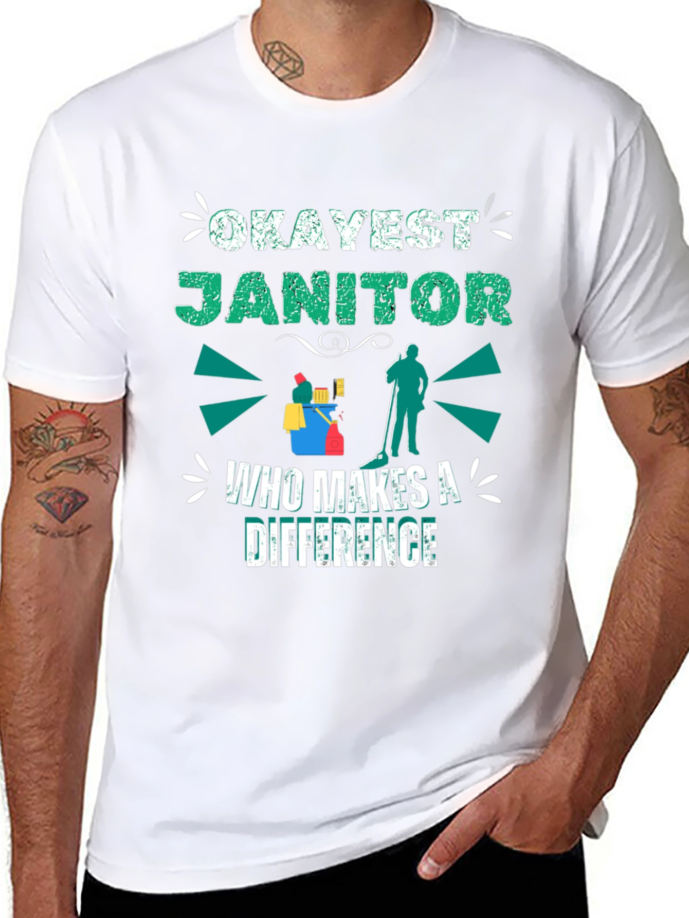 Okayest Janitor T-Shirt - Makes a Difference