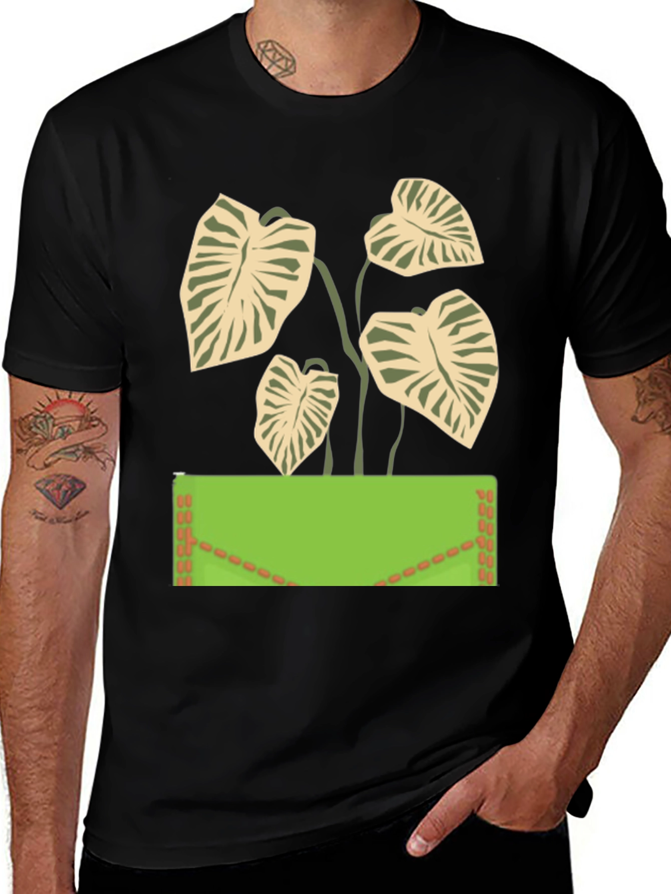 Leaf Graphic Black T-Shirt