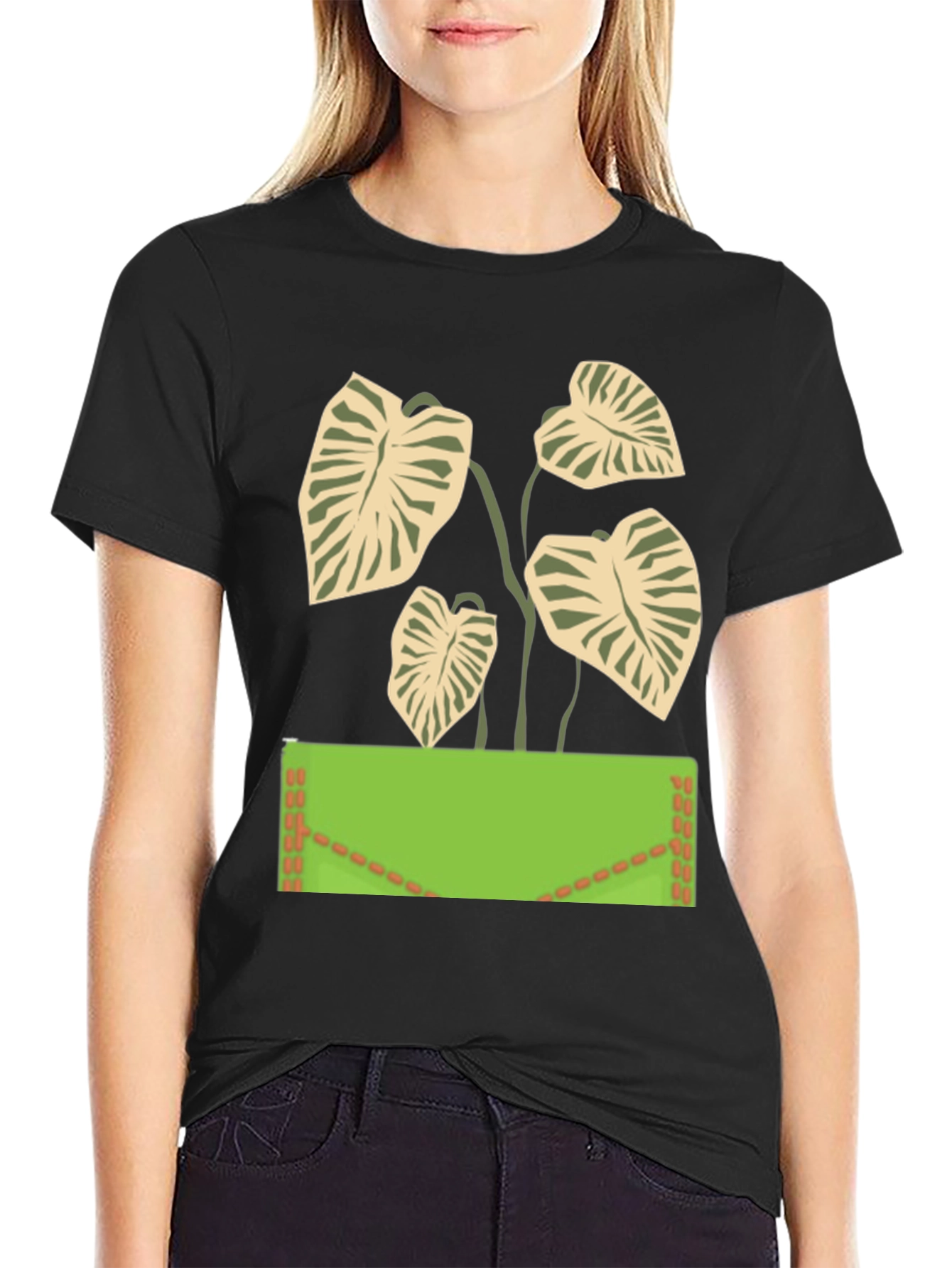 Leaf Graphic Black T-Shirt