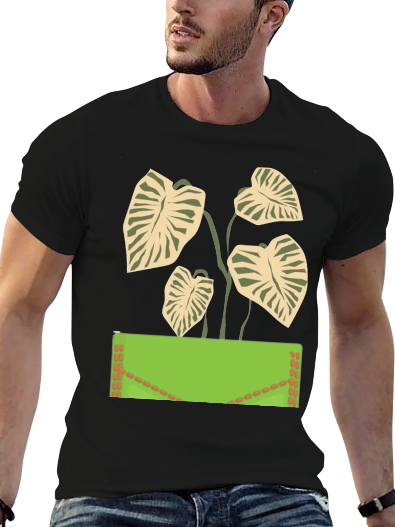 Leaf Graphic Black T-Shirt
