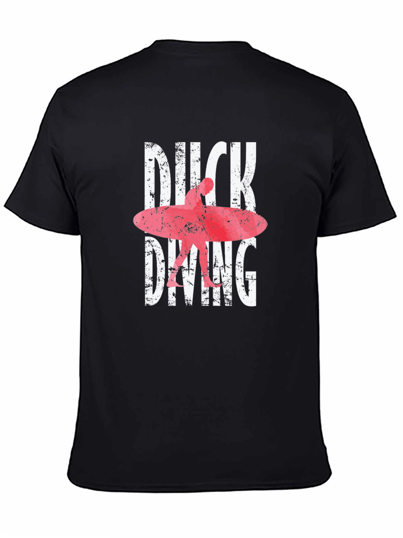 Duck Diving Surfer Graphic Tee - Black Cotton T-Shirt