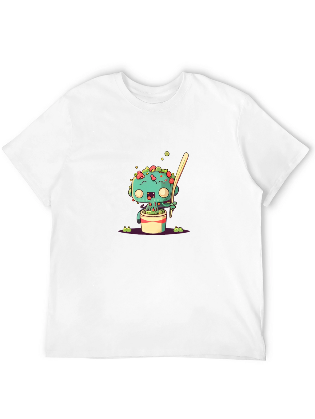 Cute Cartoon Monster in a Pot Black T-Shirt