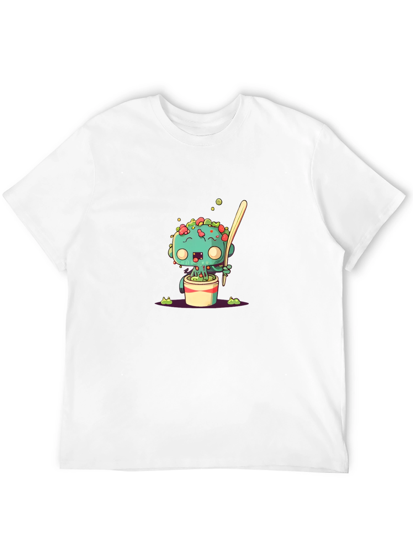 Cute Cartoon Monster in a Pot Black T-Shirt