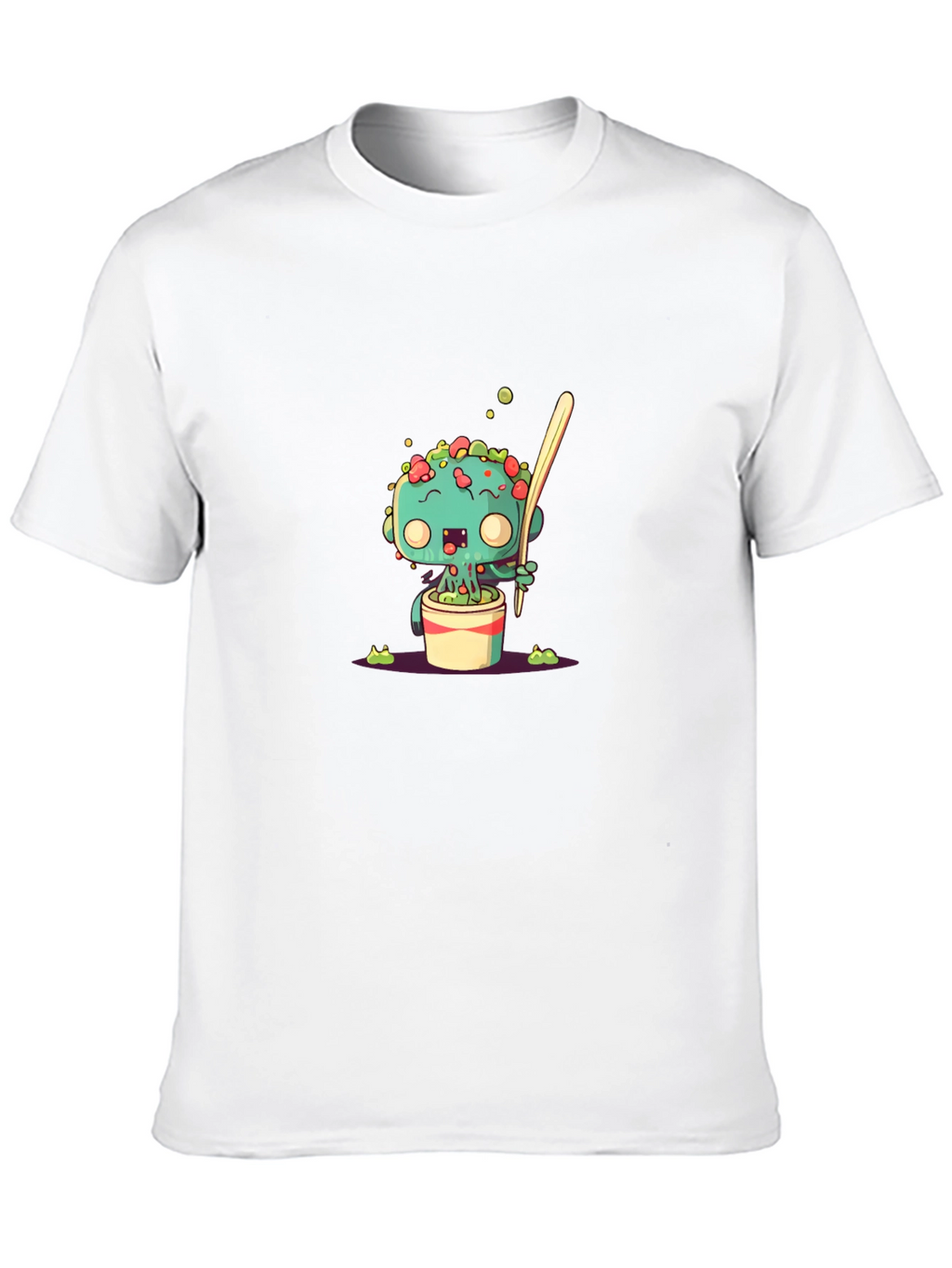 Cute Cartoon Monster in a Pot Black T-Shirt