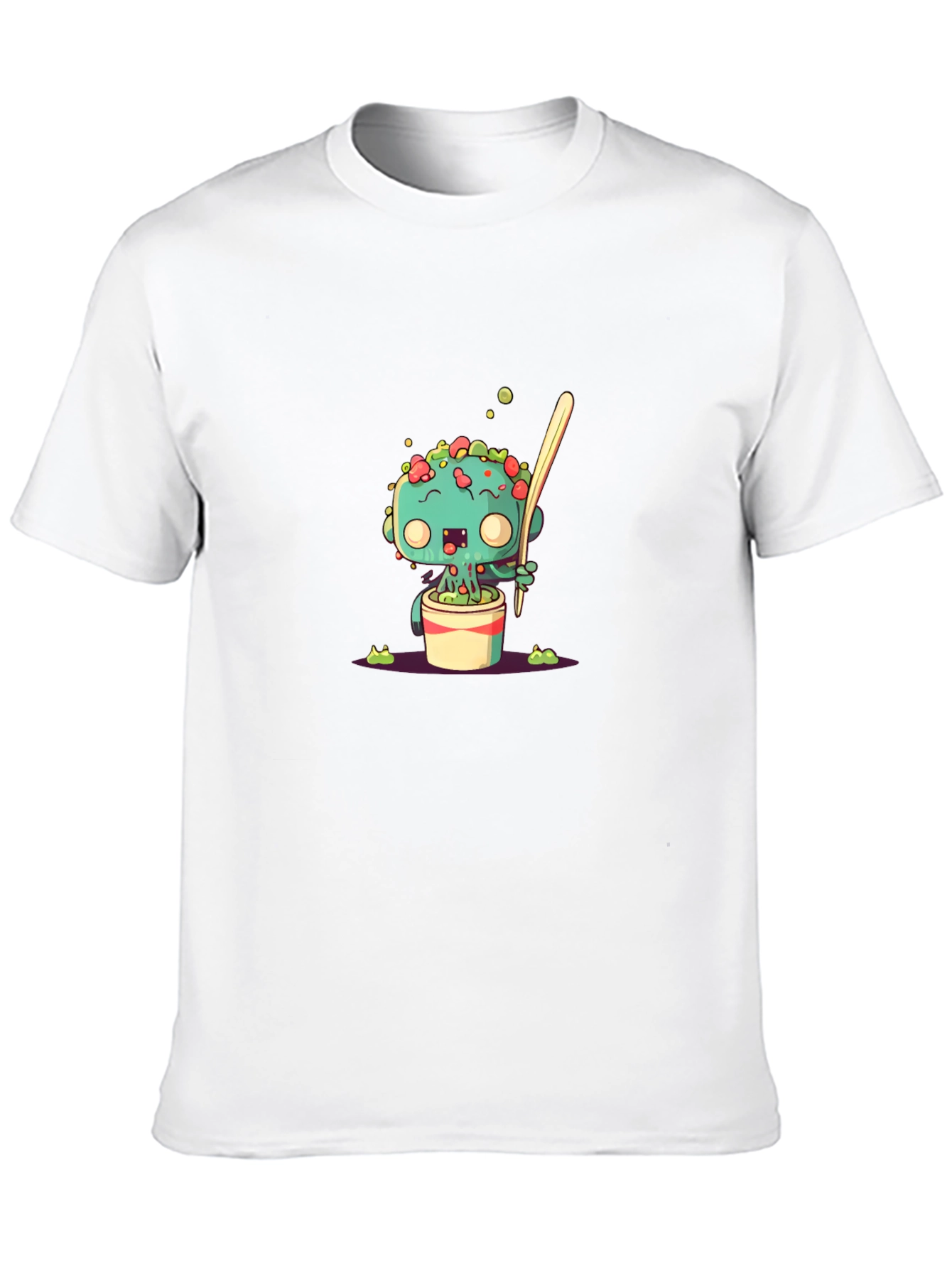 Cute Cartoon Monster in a Pot Black T-Shirt
