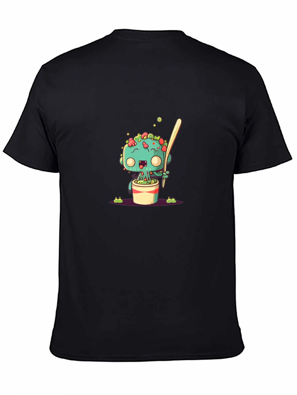 Cute Cartoon Monster in a Pot Black T-Shirt