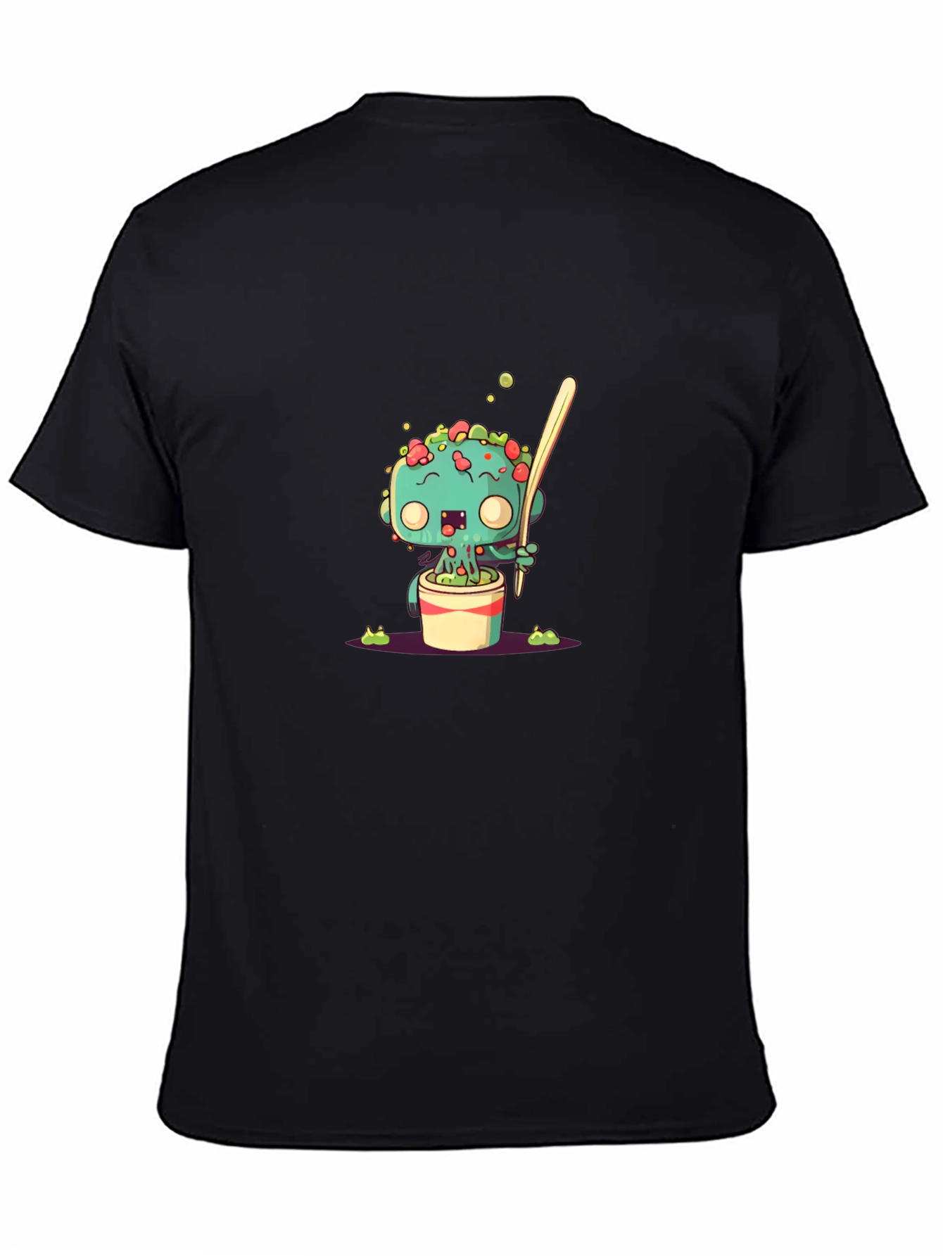 Cute Cartoon Monster in a Pot Black T-Shirt