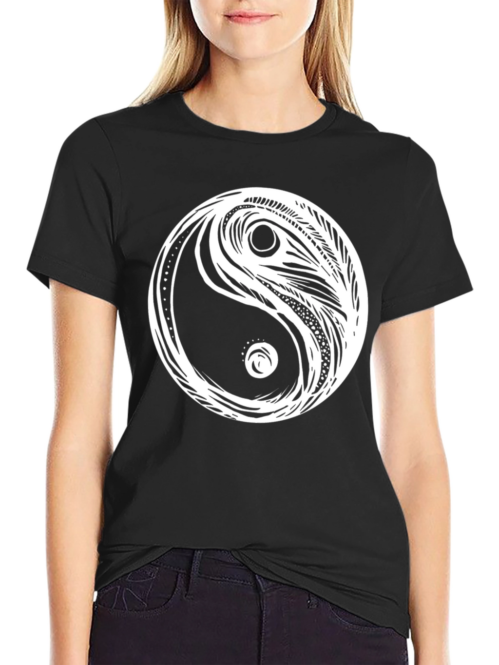 Yin Yang Graphic Tee - Classic Black Cotton T-Shirt