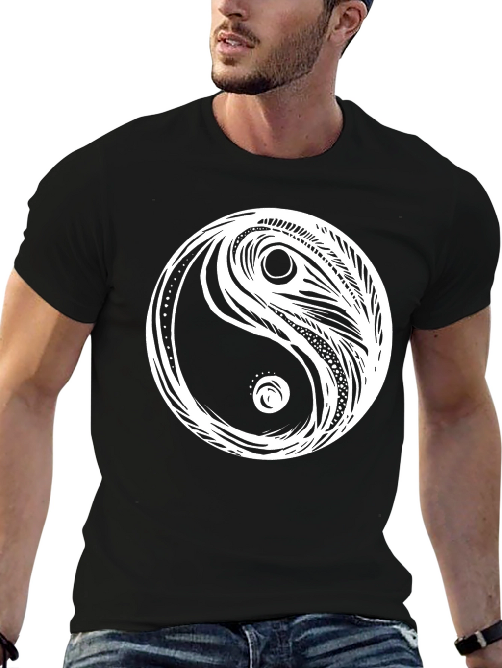 Yin Yang Graphic Tee - Classic Black Cotton T-Shirt
