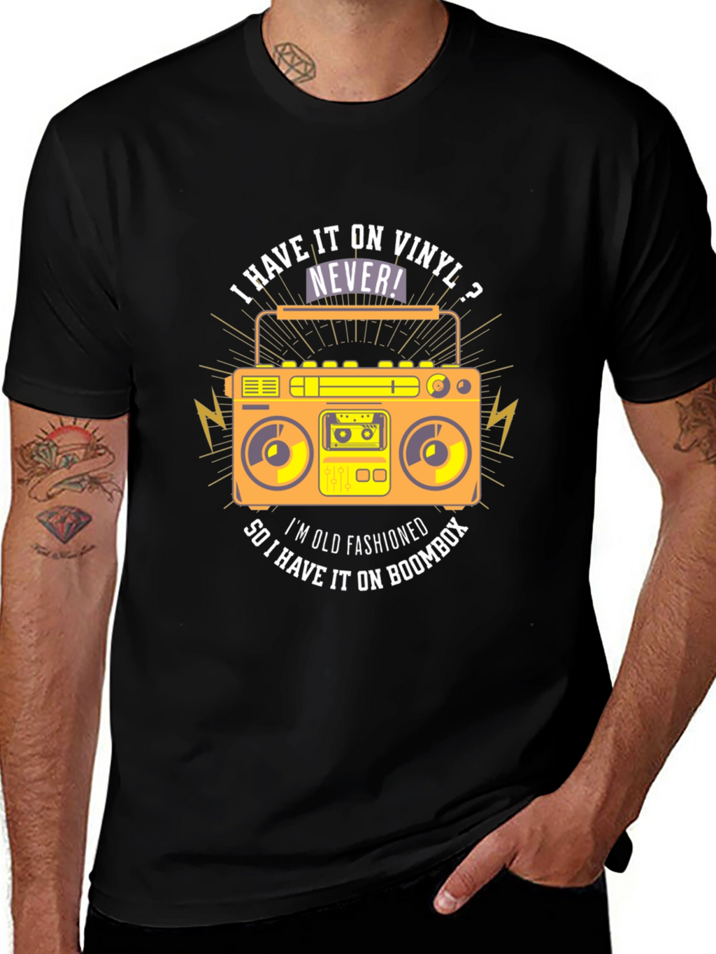 Vinyl vs Boombox Graphic T-Shirt