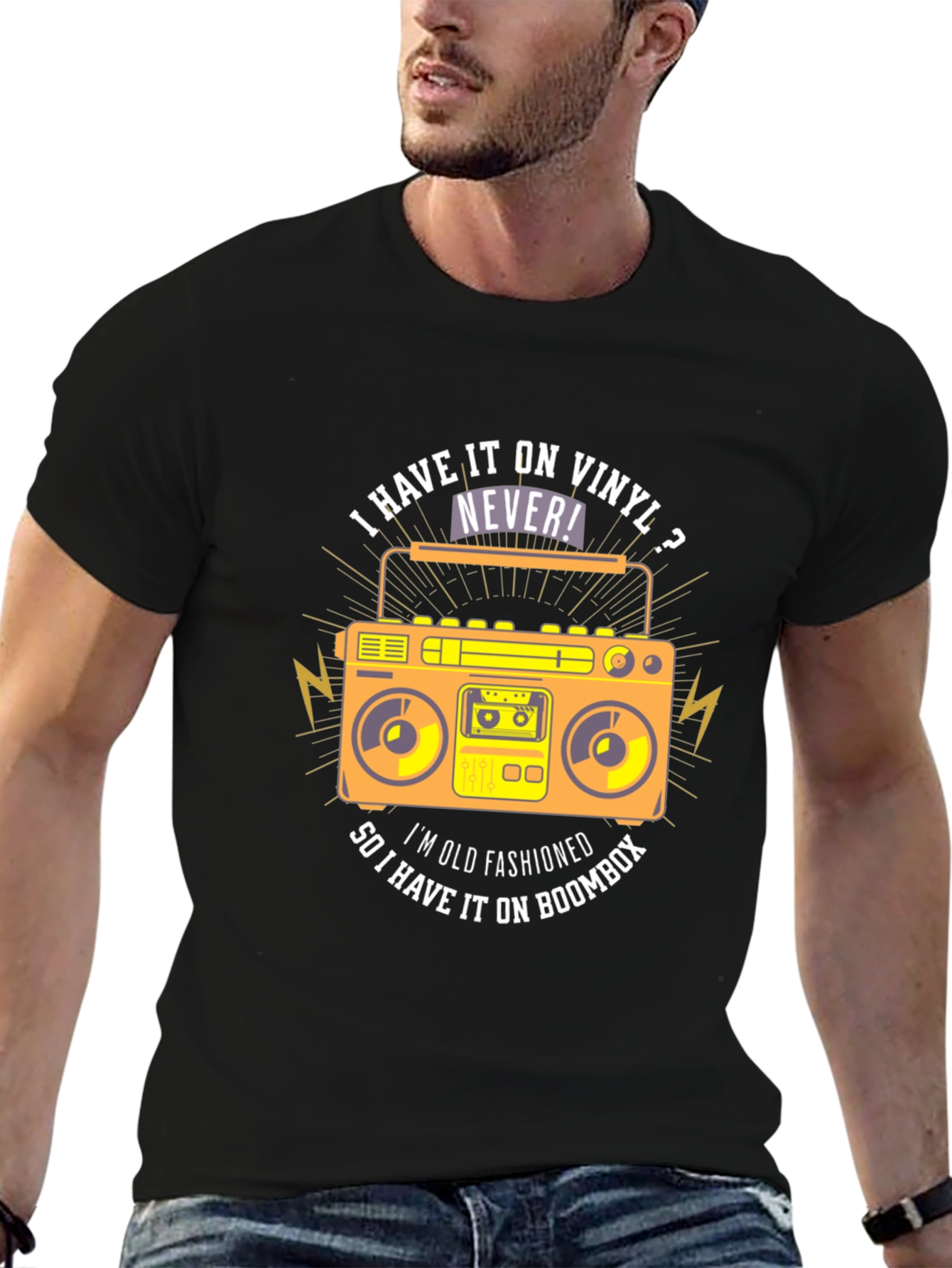 Vinyl vs Boombox Graphic T-Shirt