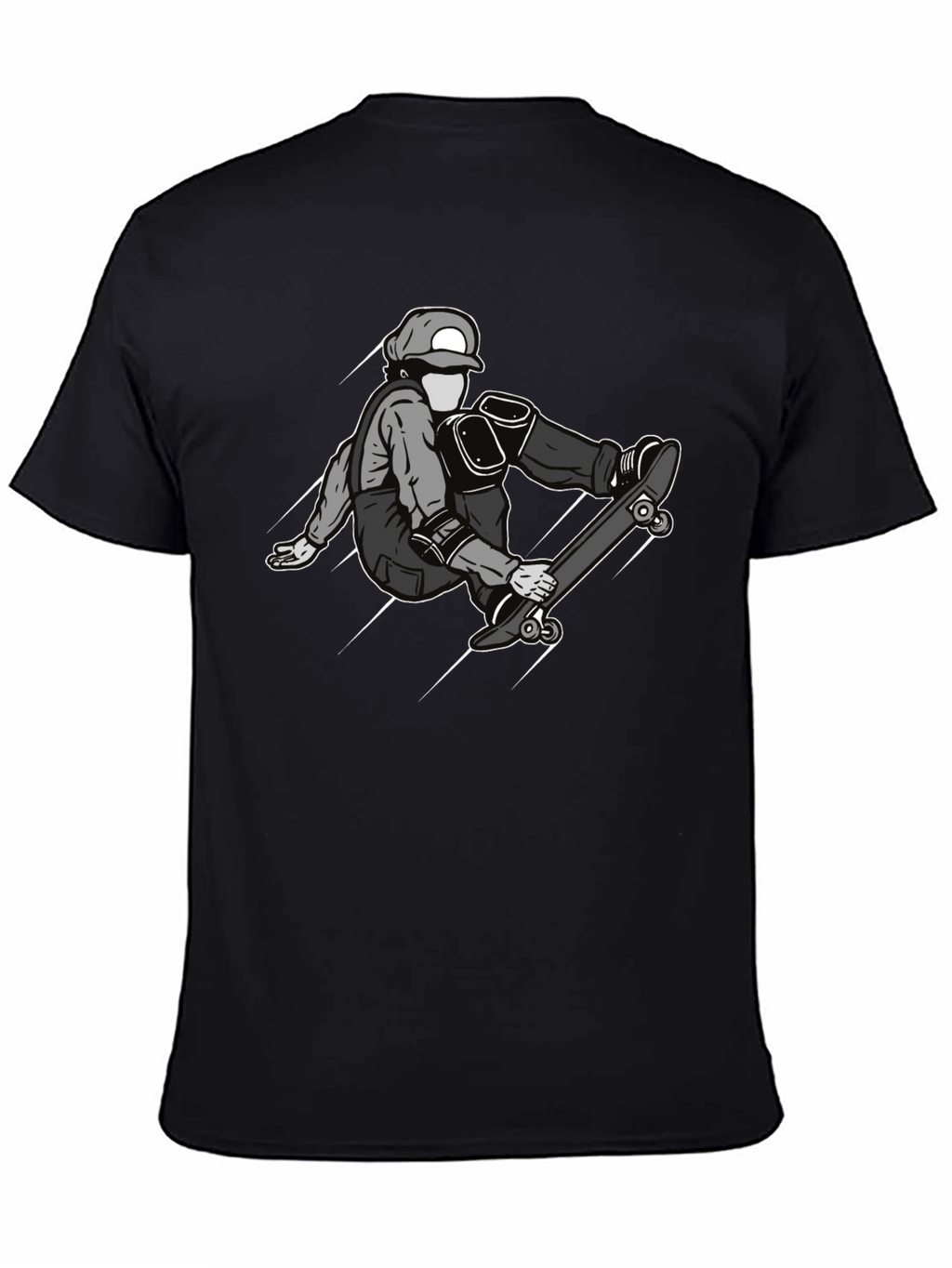 Skateboarder Graphic Tee - Black Cotton Casual Shirt