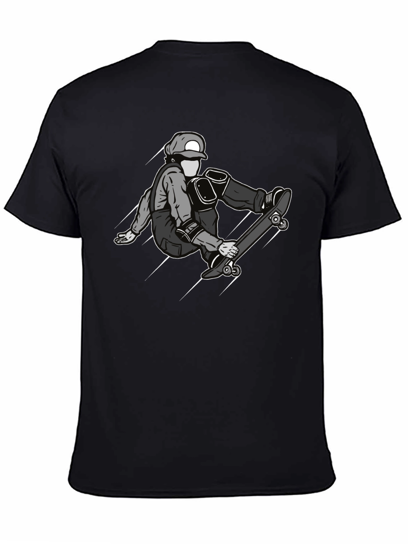 Skateboarder Graphic Tee - Black Cotton Casual Shirt