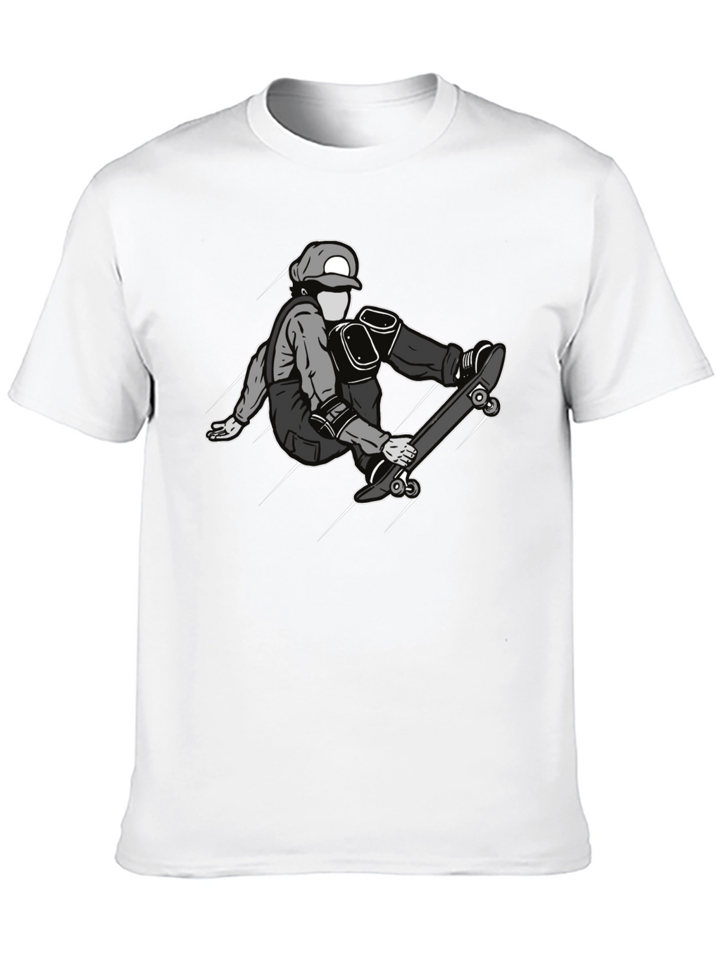 Skateboarder Graphic Tee - Black Cotton Casual Shirt