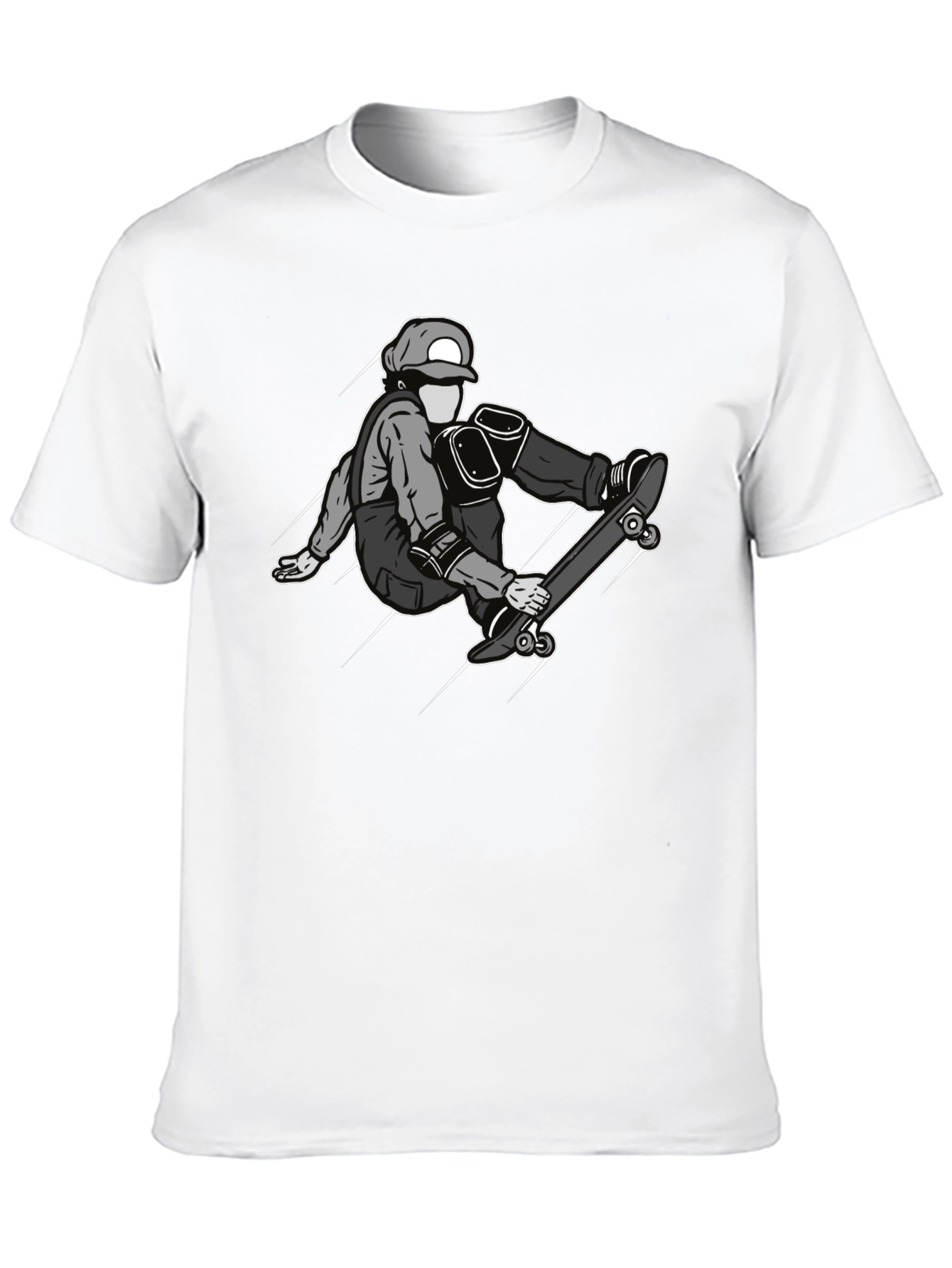 Skateboarder Graphic Tee - Black Cotton Casual Shirt
