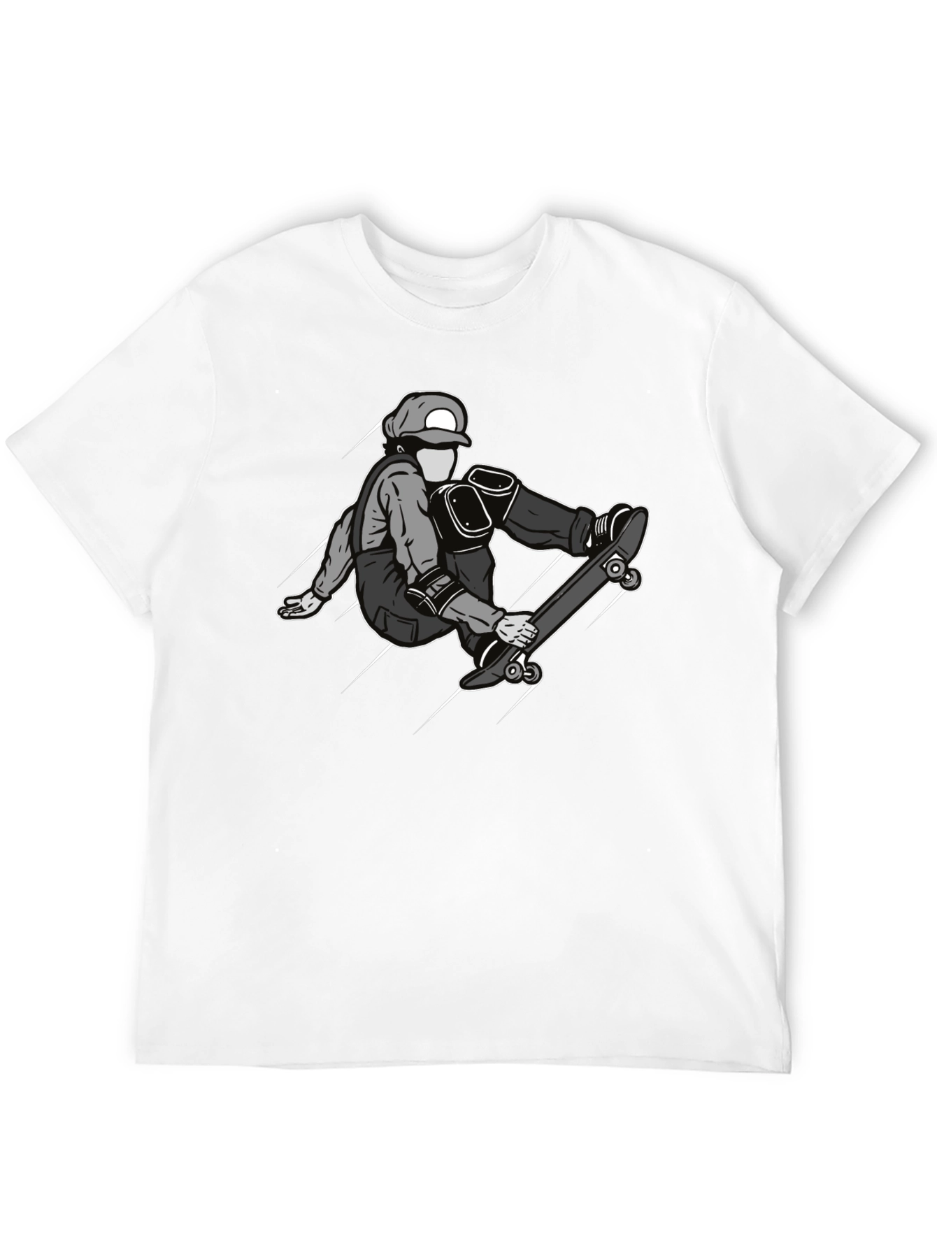 Skateboarder Graphic Tee - Black Cotton Casual Shirt