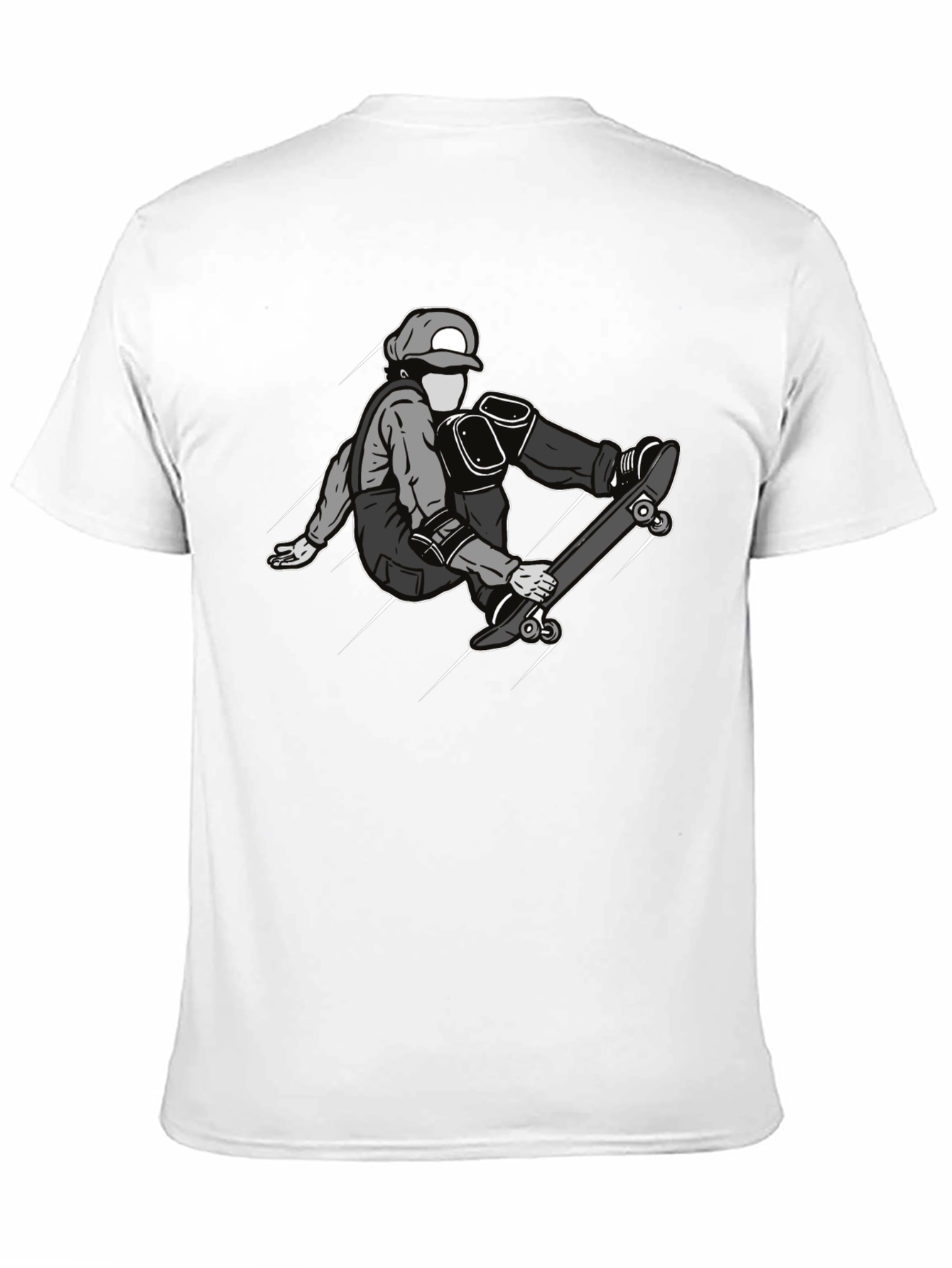 Skateboarder Graphic Tee - Black Cotton Casual Shirt