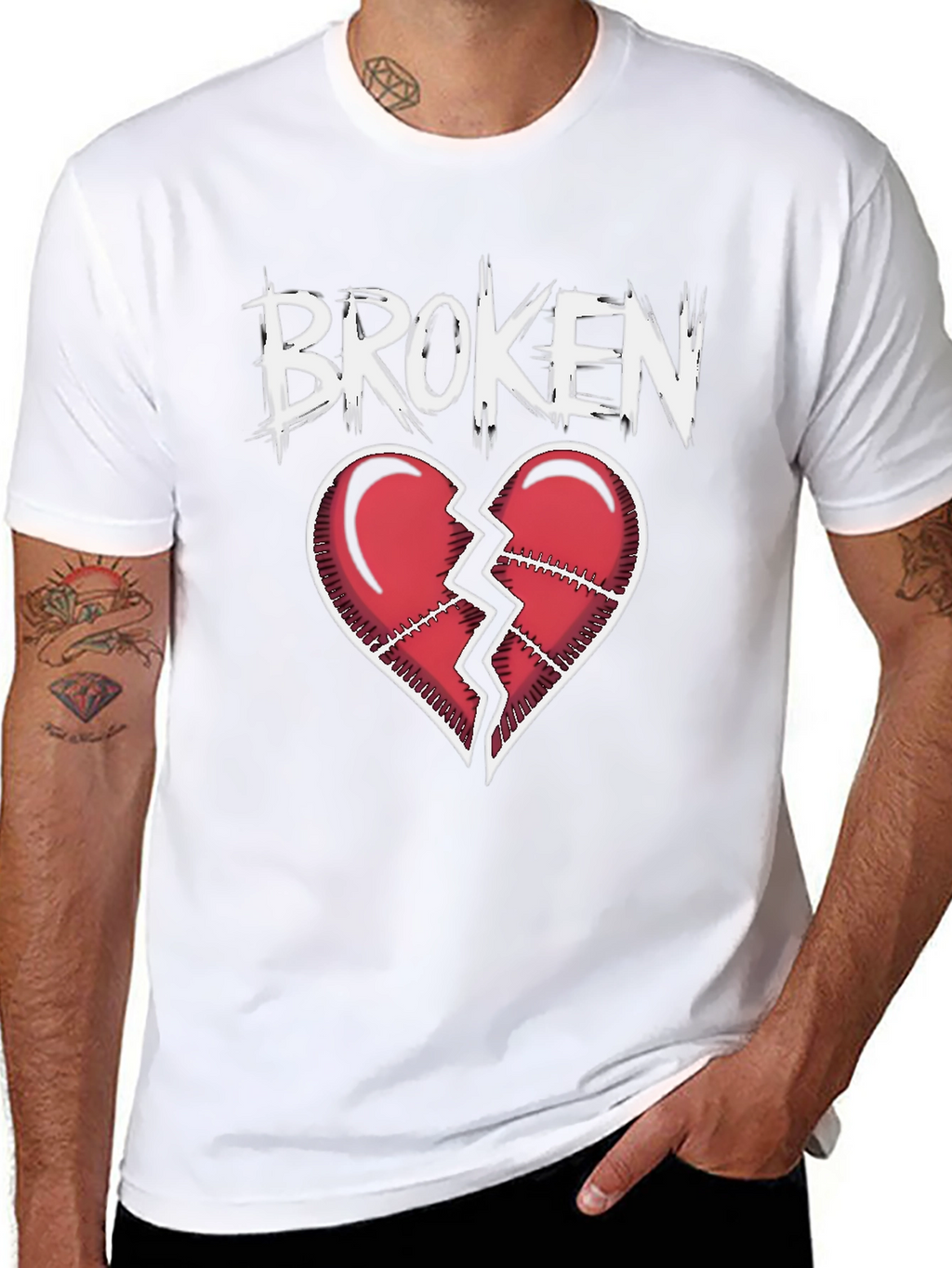 Broken Heart Graphic T-Shirt - Black