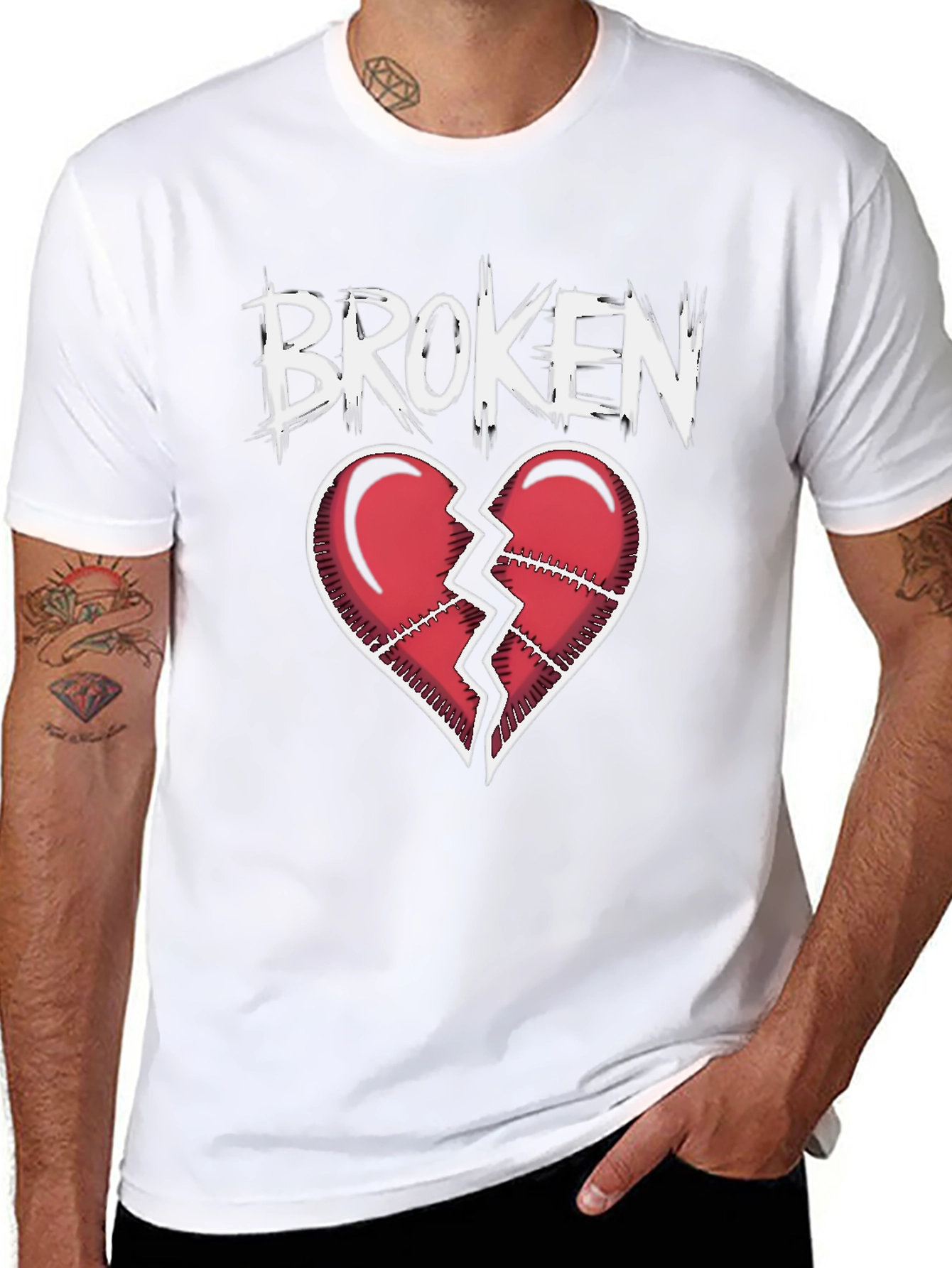 Broken Heart Graphic T-Shirt - Black