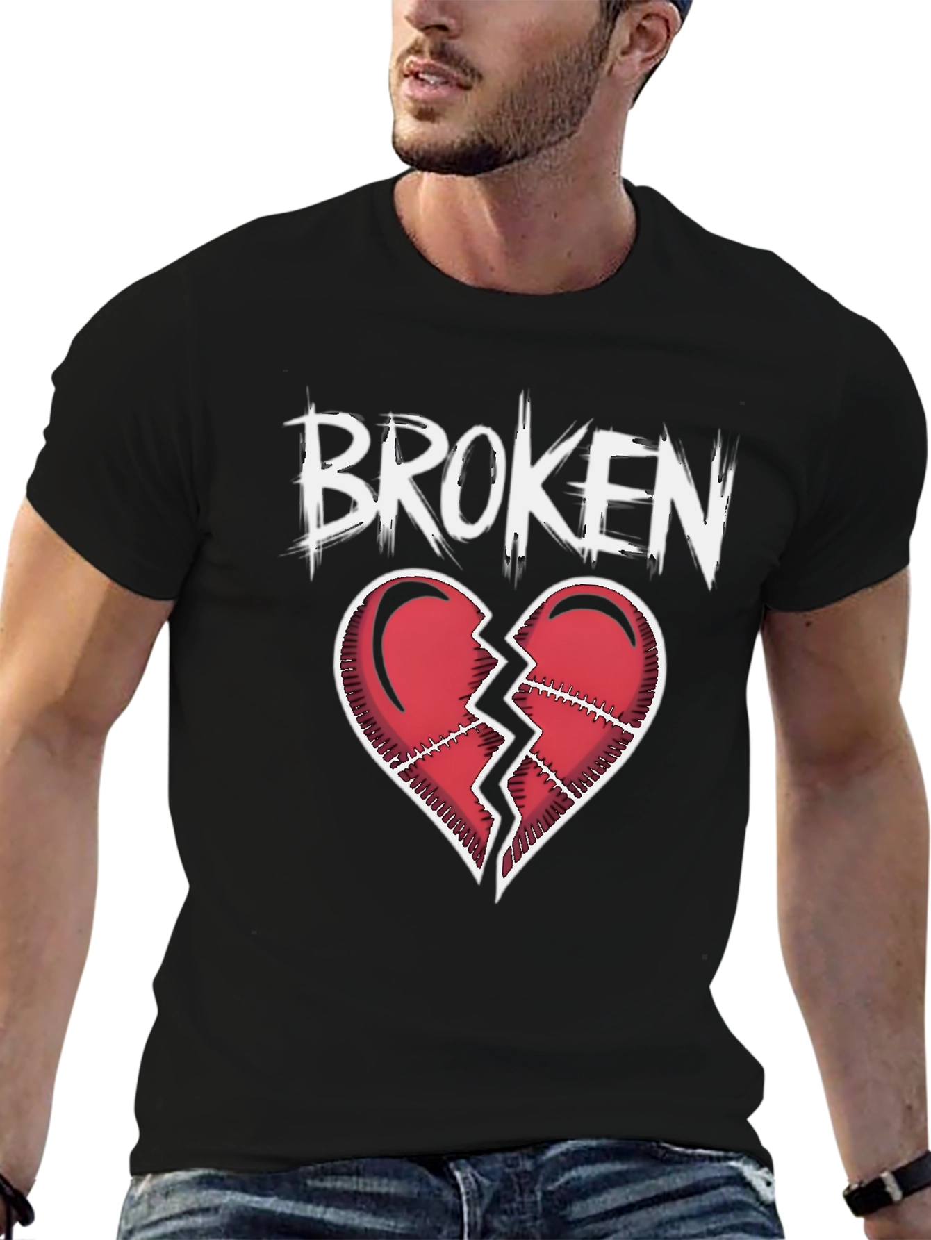 Broken Heart Graphic T-Shirt - Black