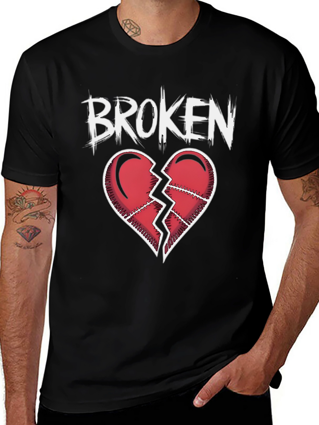 Broken Heart Graphic T-Shirt - Black