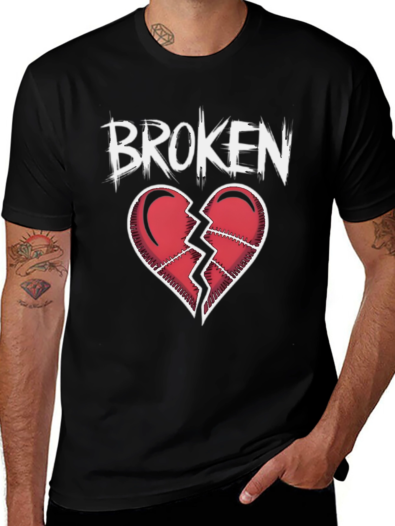 Broken Heart Graphic T-Shirt - Black