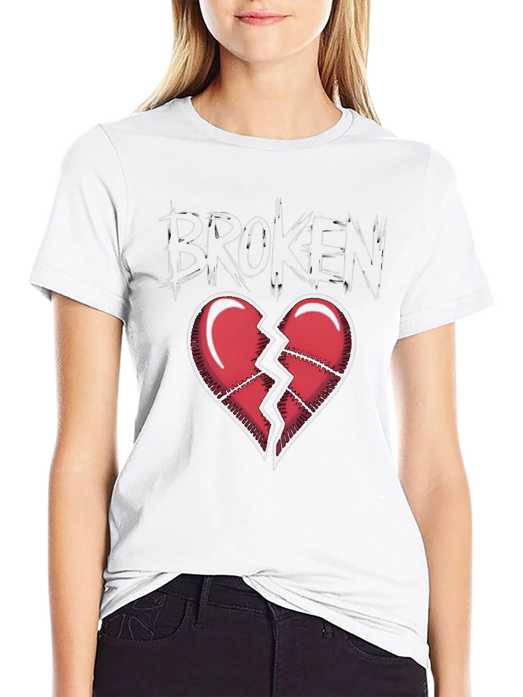 Broken Heart Graphic T-Shirt - Black