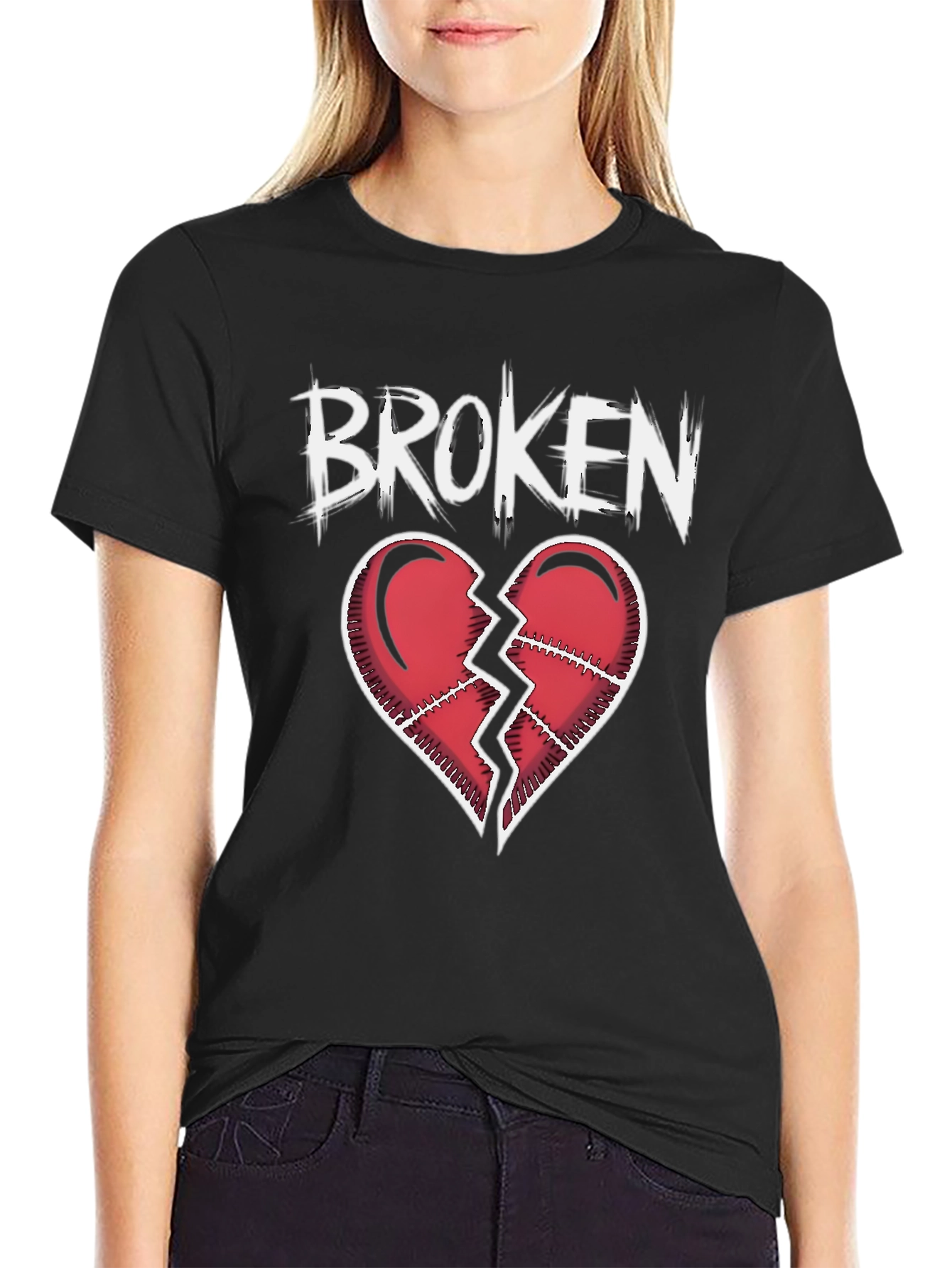 Broken Heart Graphic T-Shirt - Black