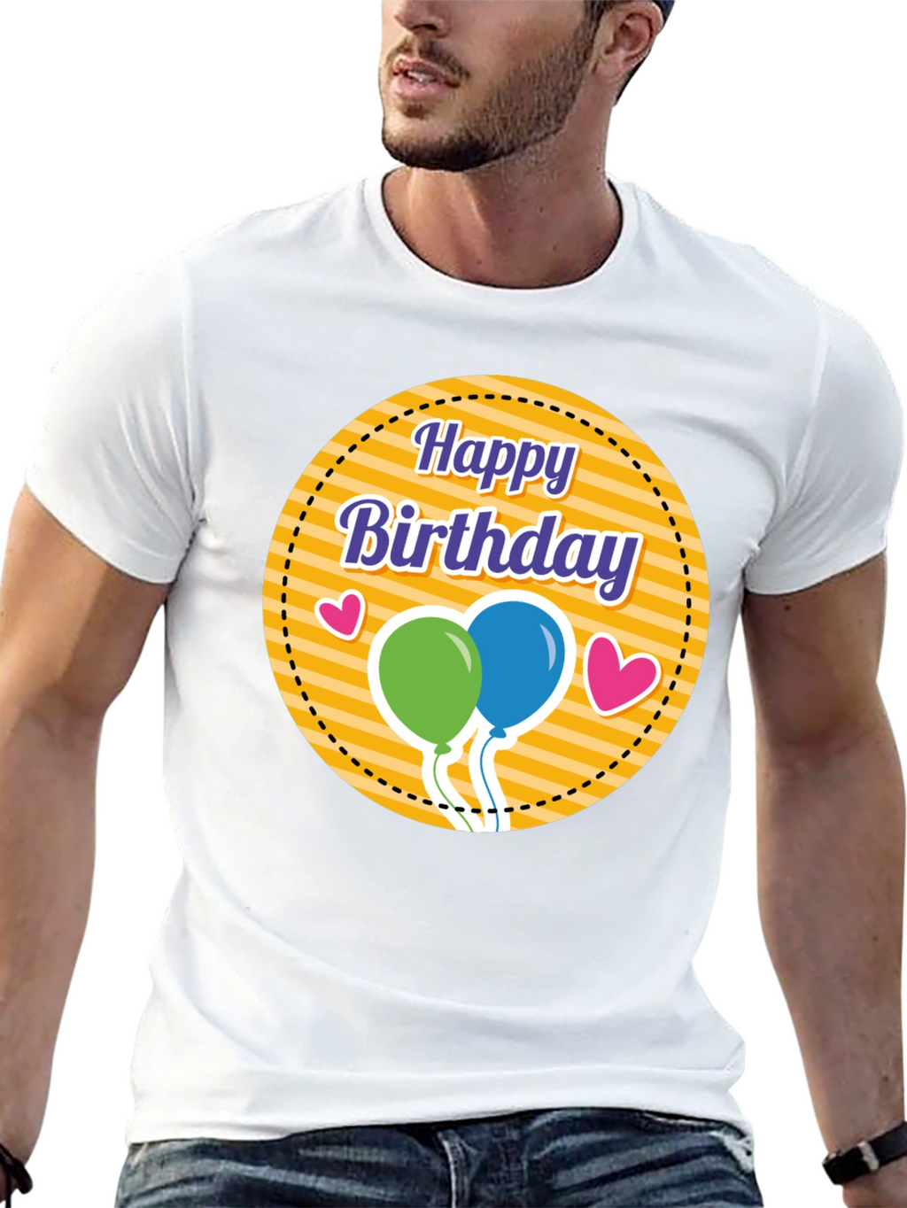 Happy Birthday Graphic Tee - Black T-Shirt