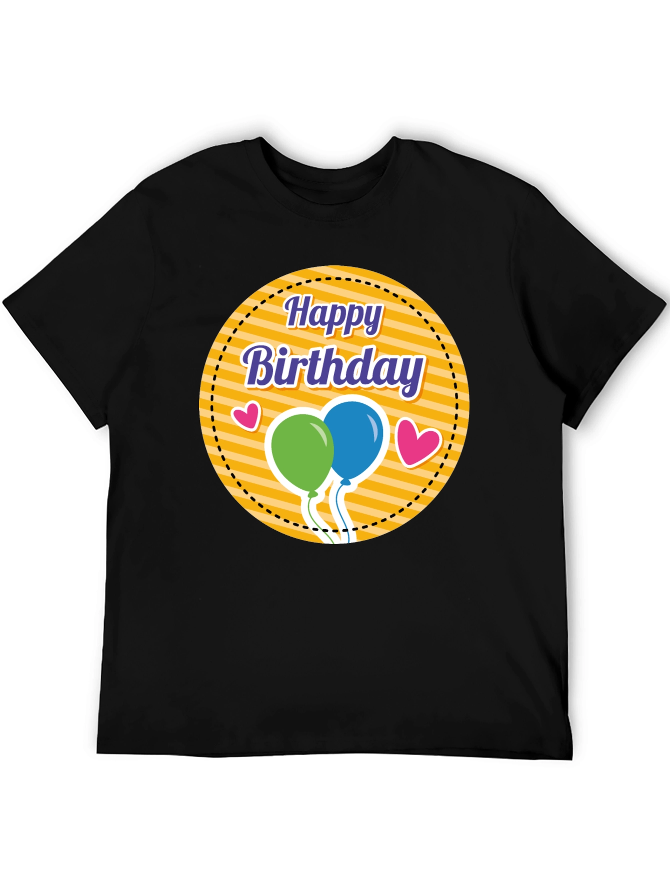 Happy Birthday Graphic Tee - Black T-Shirt