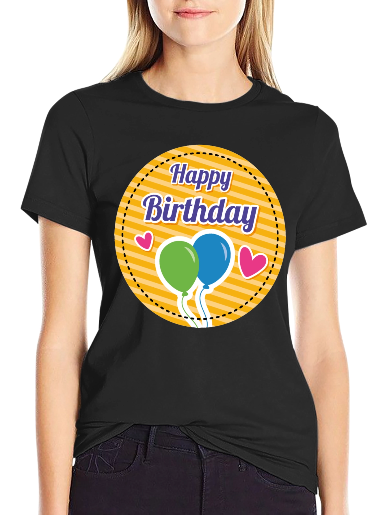 Happy Birthday Graphic Tee - Black T-Shirt