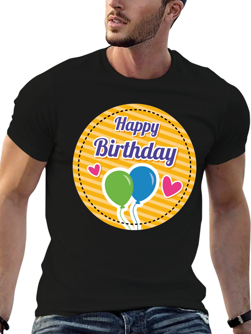 Happy Birthday Graphic Tee - Black T-Shirt