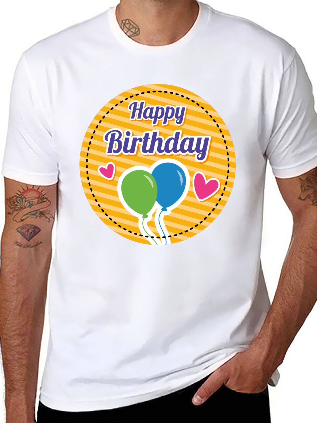 Happy Birthday Graphic Tee - Black T-Shirt