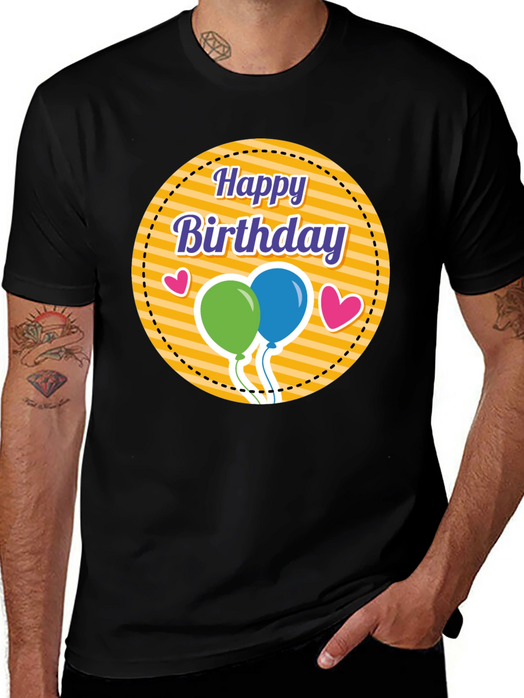 Happy Birthday Graphic Tee - Black T-Shirt
