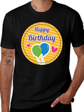 Happy Birthday Graphic Tee - Black T-Shirt