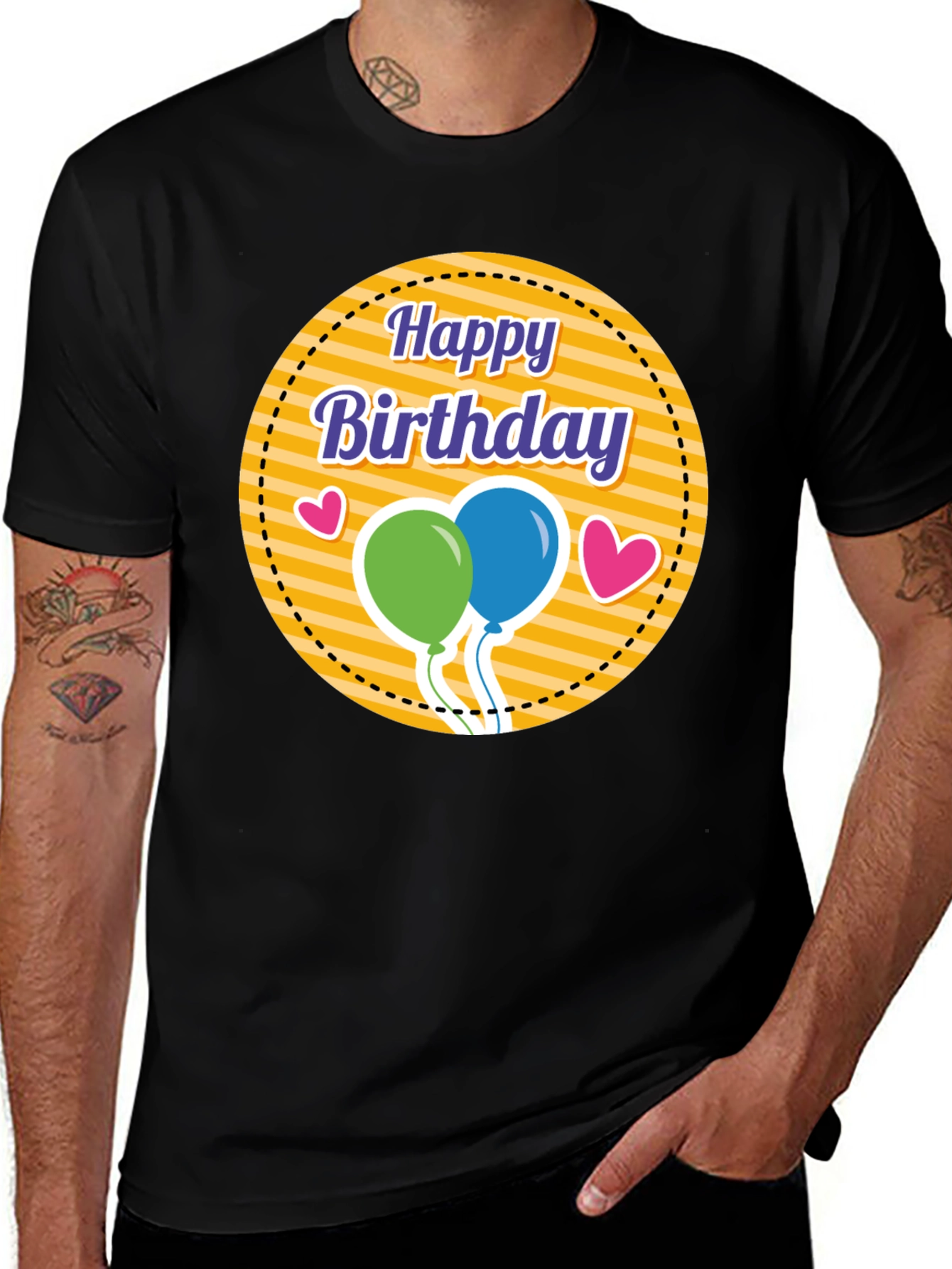 Happy Birthday Graphic Tee - Black T-Shirt
