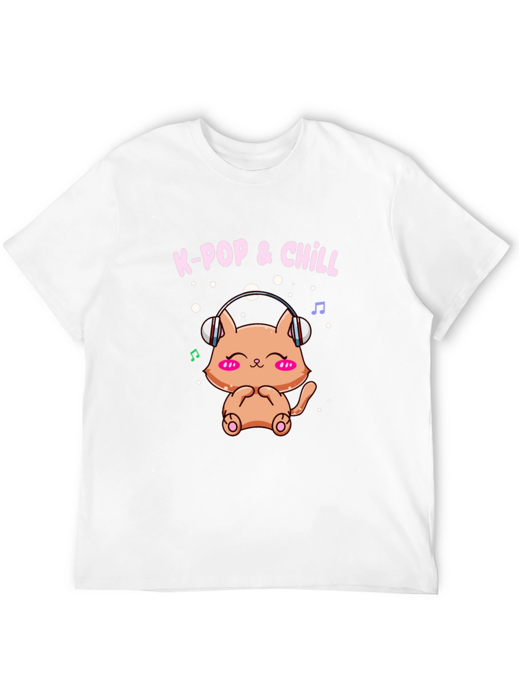 K-Pop & Chill T-Shirt Cute Cat Wearing Headphones