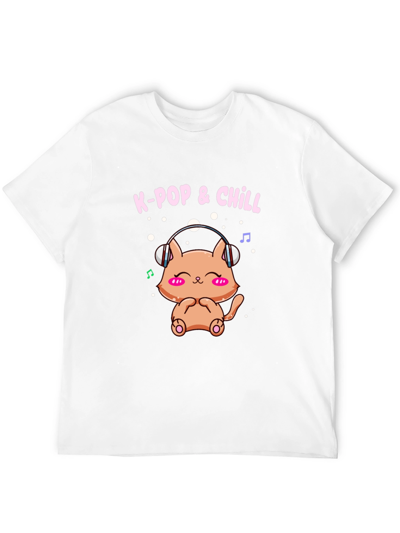 K-Pop & Chill T-Shirt Cute Cat Wearing Headphones