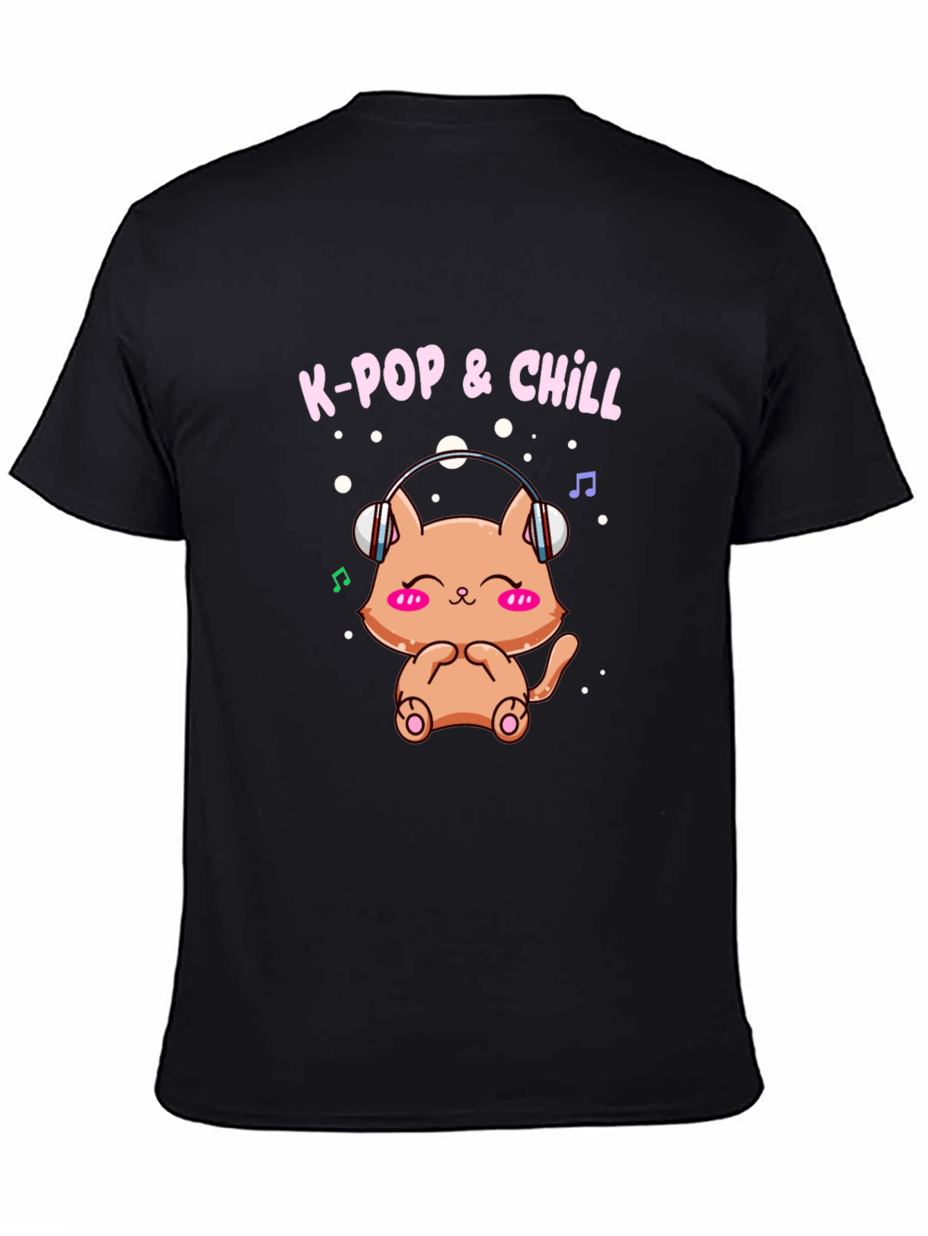 K-Pop & Chill T-Shirt Cute Cat Wearing Headphones