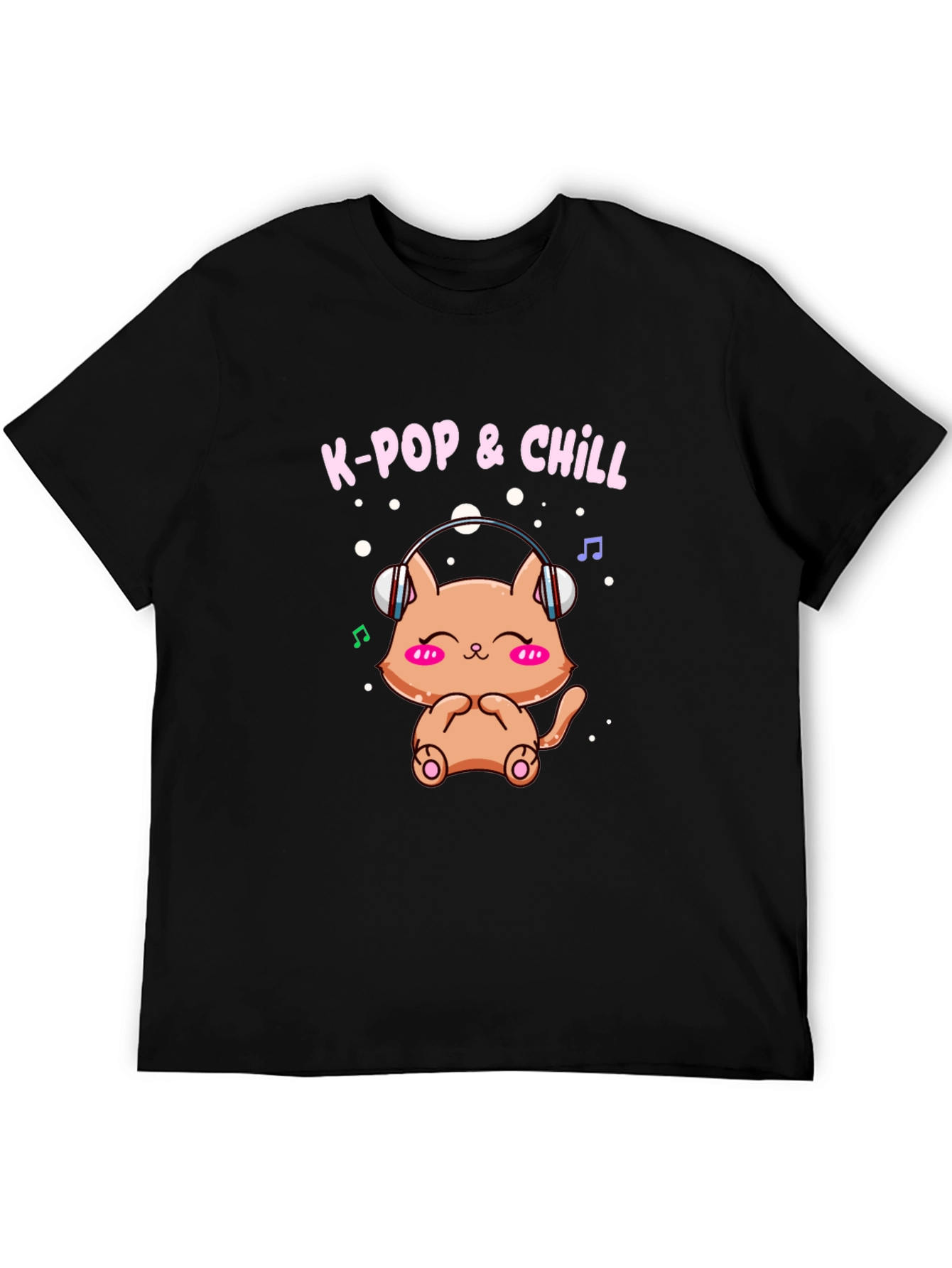 K-Pop & Chill T-Shirt Cute Cat Wearing Headphones